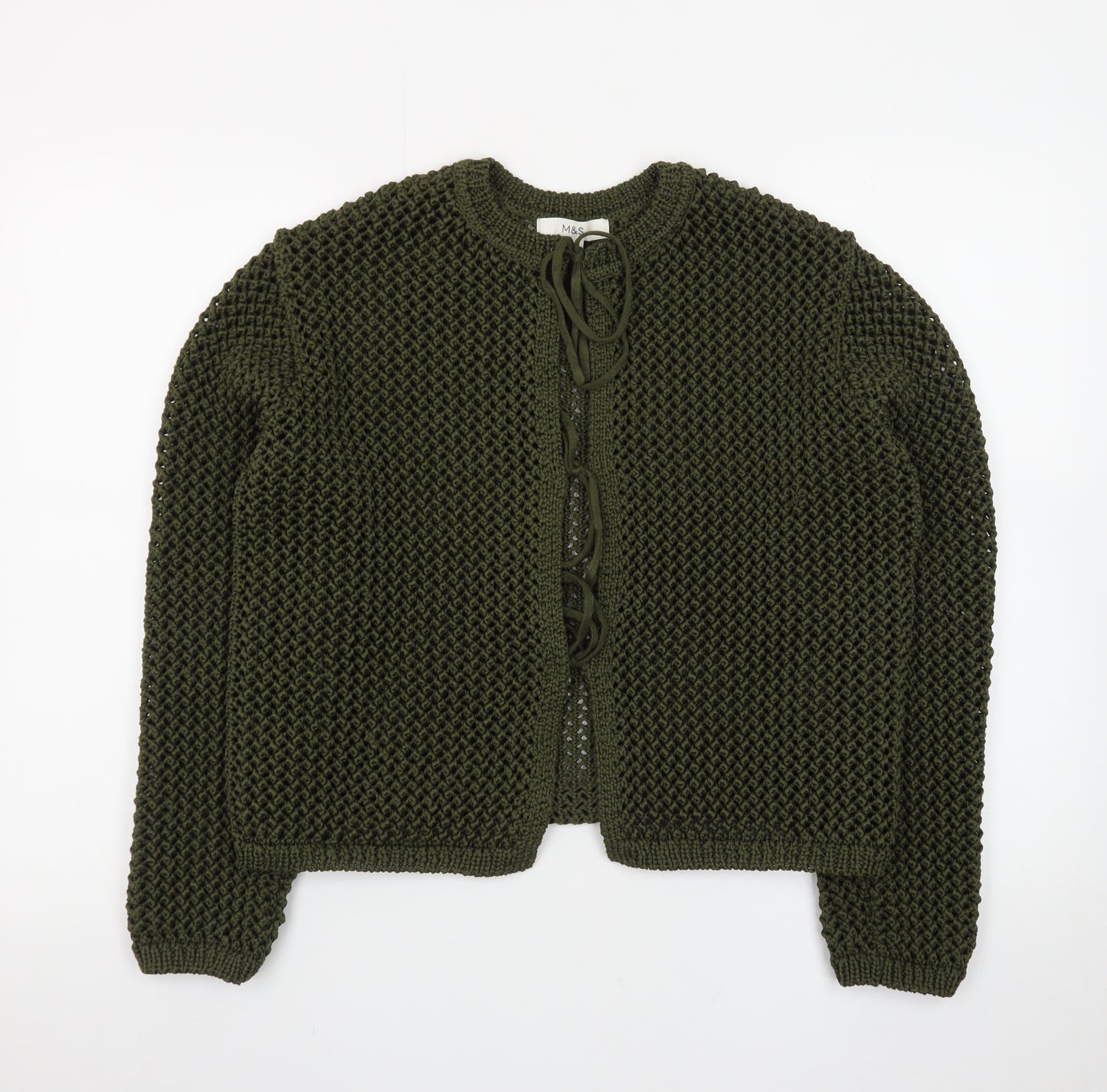 Marks and Spencer Women’s Green Cotton Chunky-Knit Cardigan M