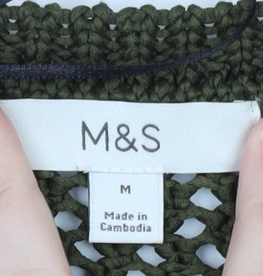 Marks and Spencer Women’s Green Cotton Chunky-Knit Cardigan M