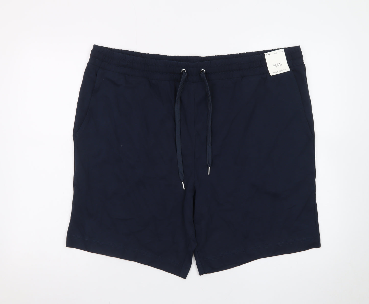 Marks and Spencer Men’s Blue 2XL Sweat Shorts with Drawstring Waist