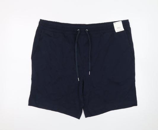 Marks and Spencer Men’s Blue 2XL Sweat Shorts with Drawstring Waist