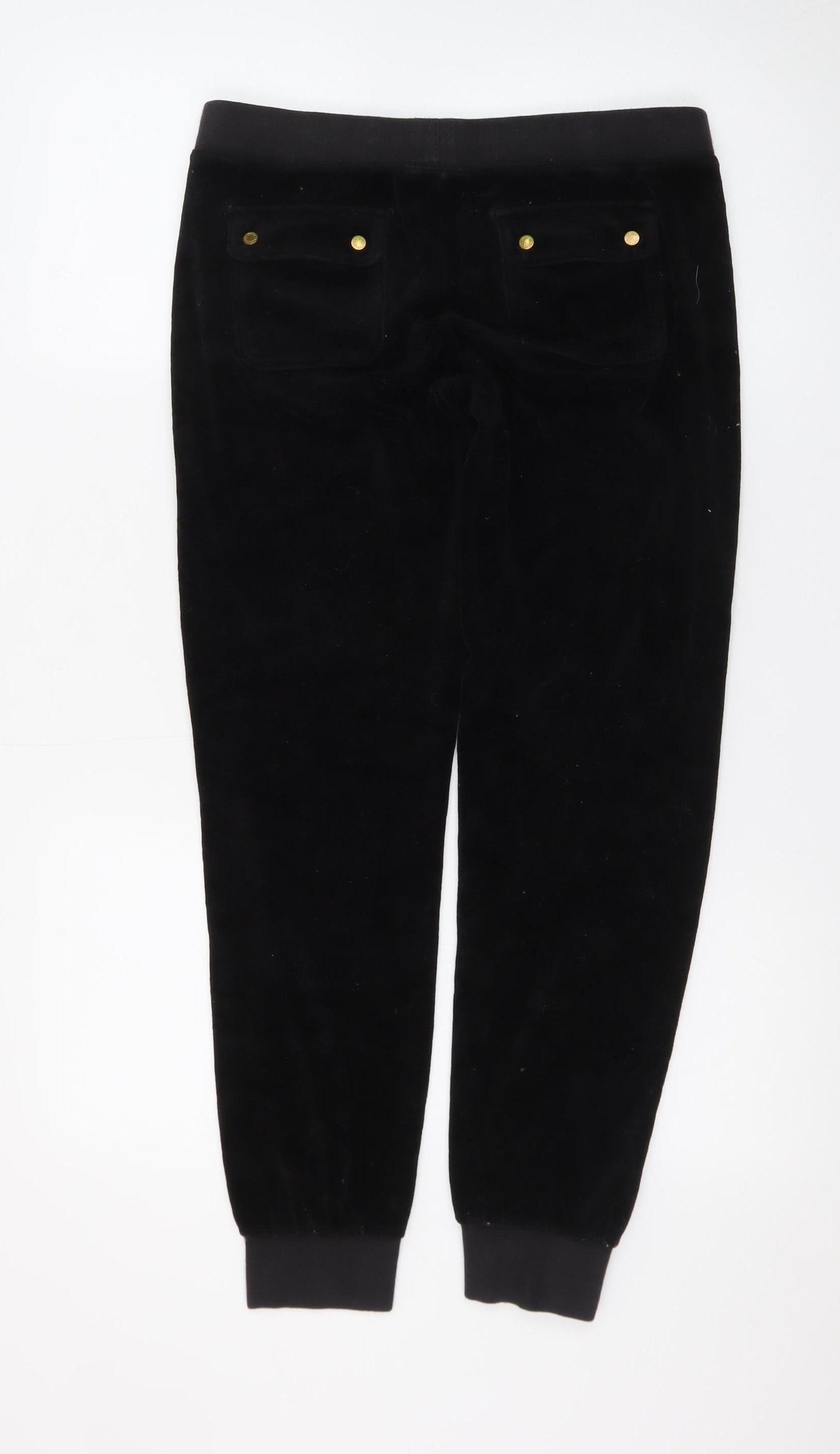 Juicy Couture Women's Black Velour Jogger Trousers Size S