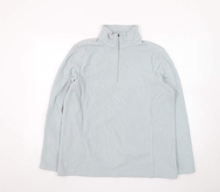 Lands' End Men's Grey Fleece 1/4 Zip Sweatshirt M Regular Fit