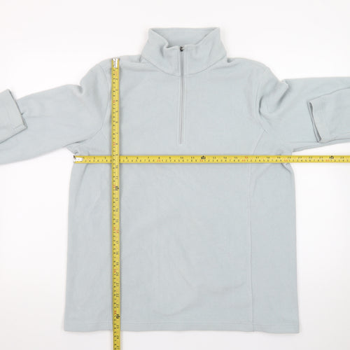 Lands' End Men's Grey Fleece 1/4 Zip Sweatshirt M Regular Fit