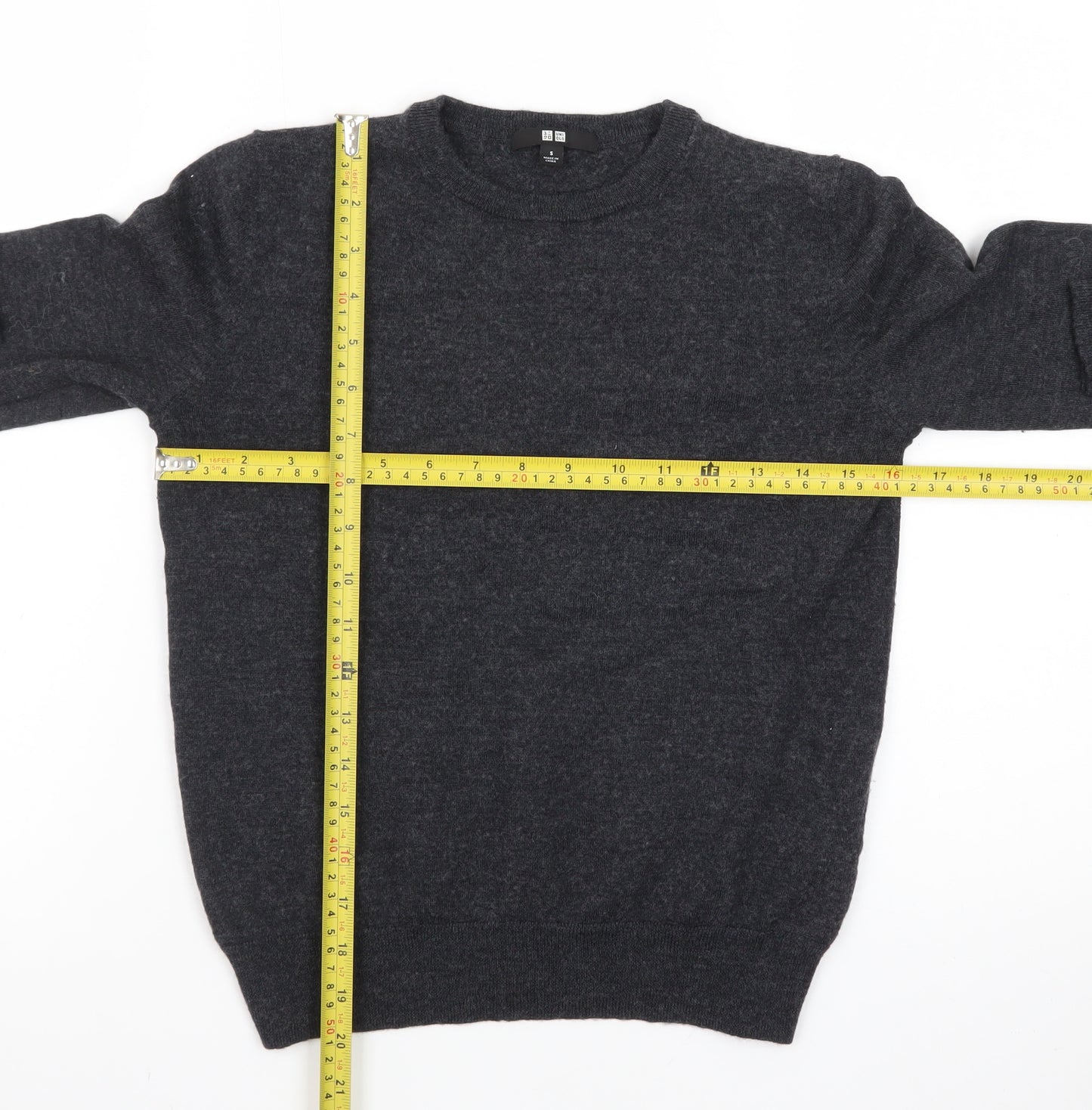 Uniqlo Men’s Grey Wool Crew Neck Jumper Size S Classic Fit