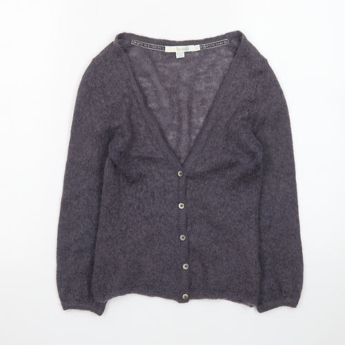 Boden Women Grey Mohair Wool Long Sleeve V-Neck Cardigan UK 10