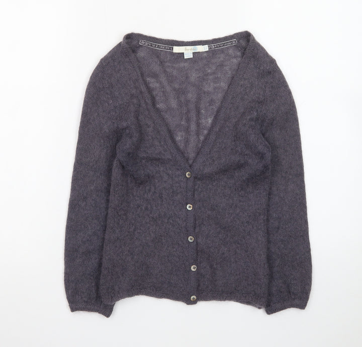 Boden Women Grey Mohair Wool Long Sleeve V-Neck Cardigan UK 10