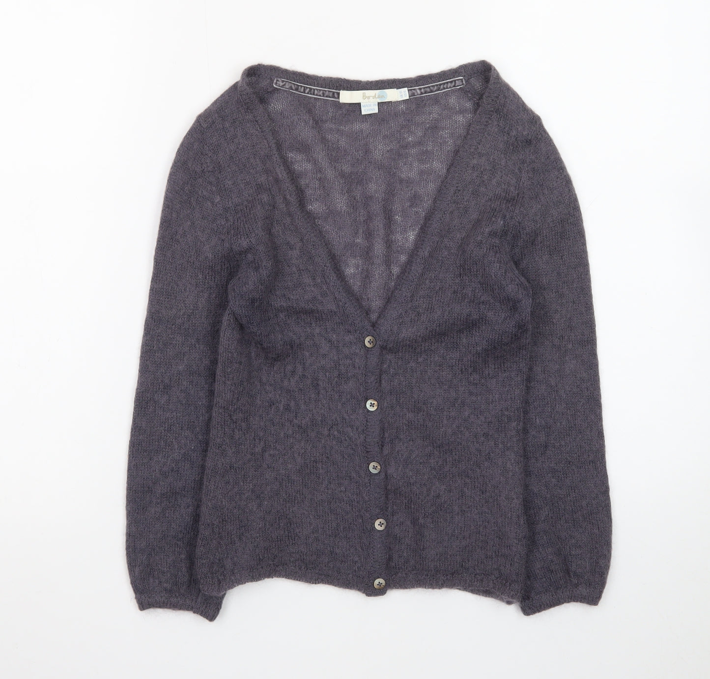 Boden Women Grey Mohair Wool Long Sleeve V-Neck Cardigan UK 10