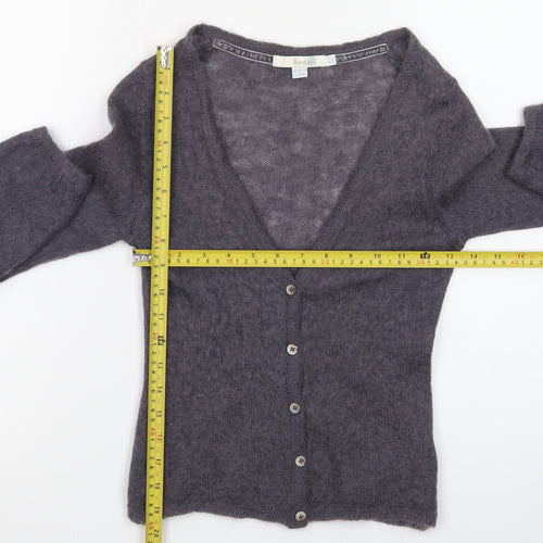 Boden Women Grey Mohair Wool Long Sleeve V-Neck Cardigan UK 10