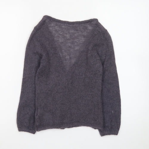 Boden Women Grey Mohair Wool Long Sleeve V-Neck Cardigan UK 10