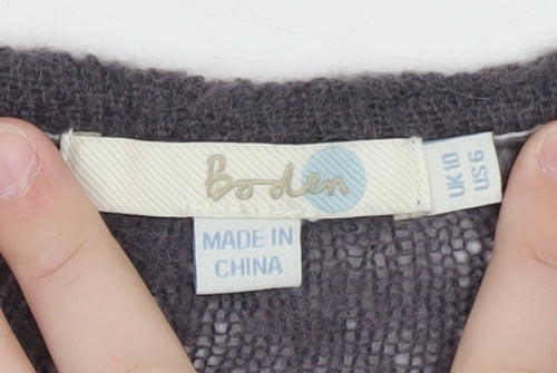 Boden Women Grey Mohair Wool Long Sleeve V-Neck Cardigan UK 10