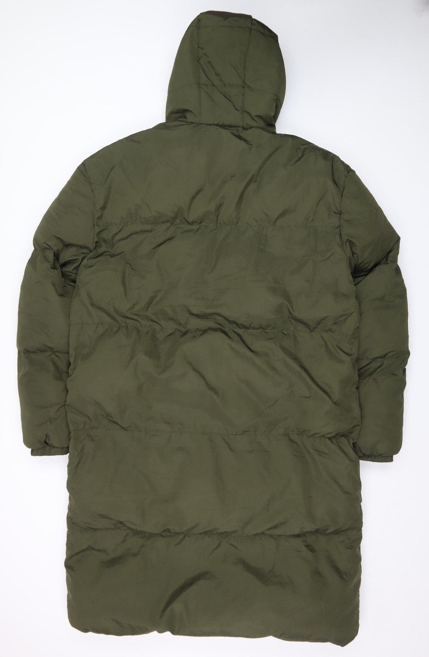 boohooMAN Unisex Adults Green Long Puffer Coat Size M Tall