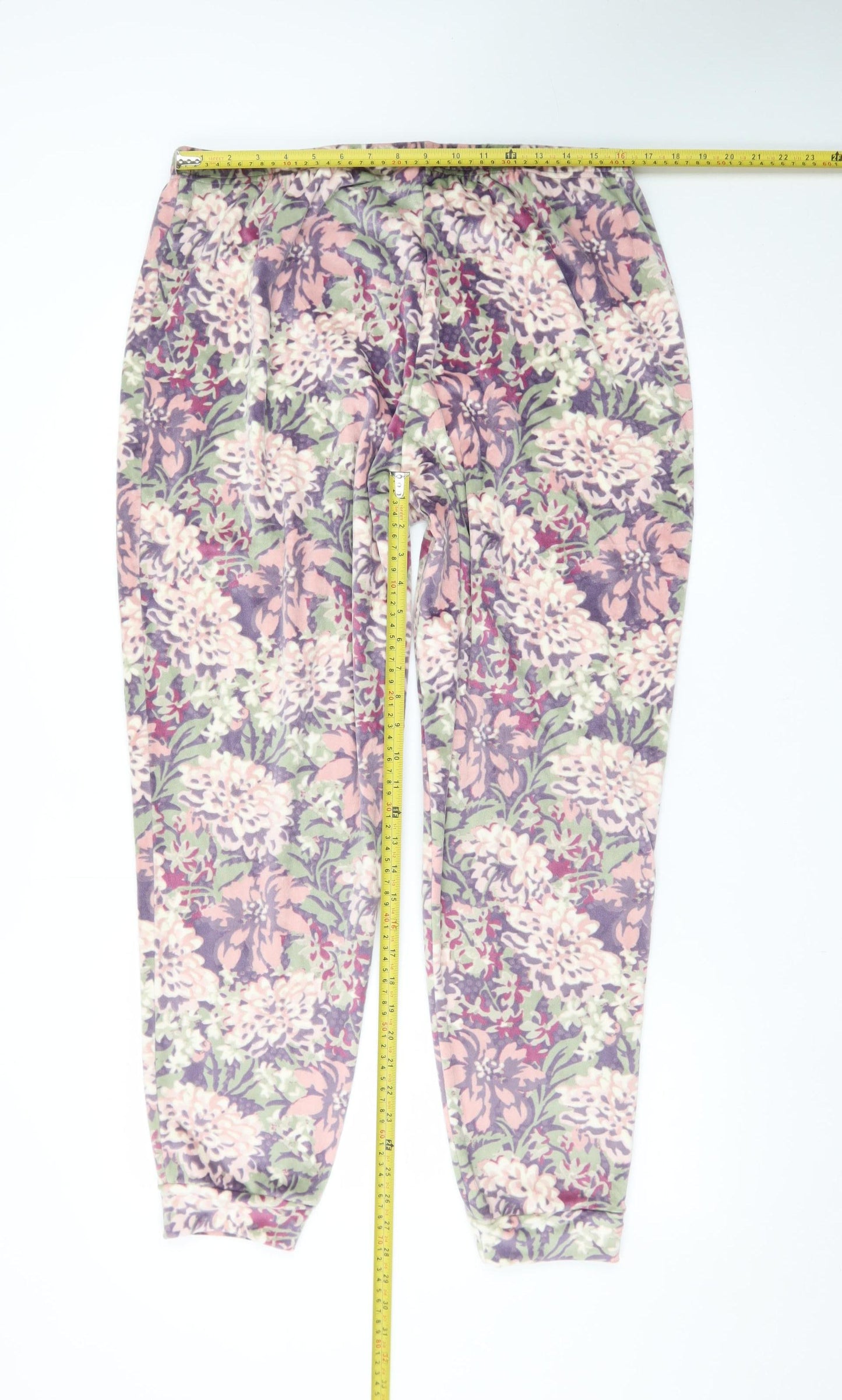 Tu Women’s Floral Pyjama Set Purple Pink Size 16 Soft Lounge Wear
