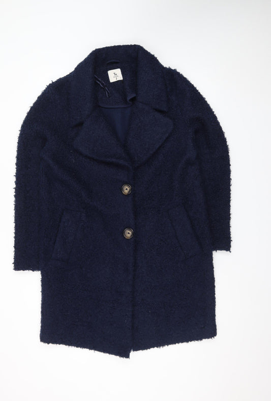 Tu Women’s Blue Mid-Length Buttoned Overcoat Size 12