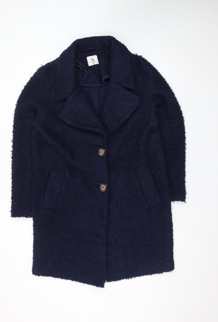 Tu Women’s Blue Mid-Length Buttoned Overcoat Size 12