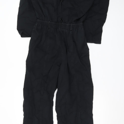 Lizsport Women's Black Cotton Jumpsuit Size S Long Sleeve Zip Waisted