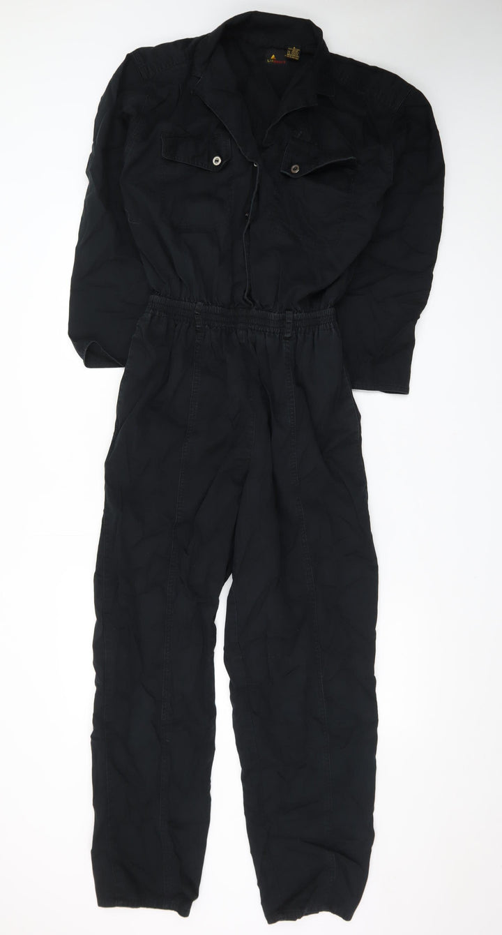 Lizsport Women's Black Cotton Jumpsuit Size S Long Sleeve Zip Waisted
