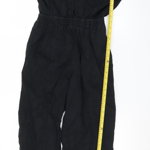 Lizsport Women's Black Cotton Jumpsuit Size S Long Sleeve Zip Waisted