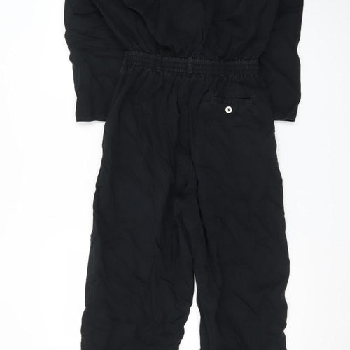 Lizsport Women's Black Cotton Jumpsuit Size S Long Sleeve Zip Waisted