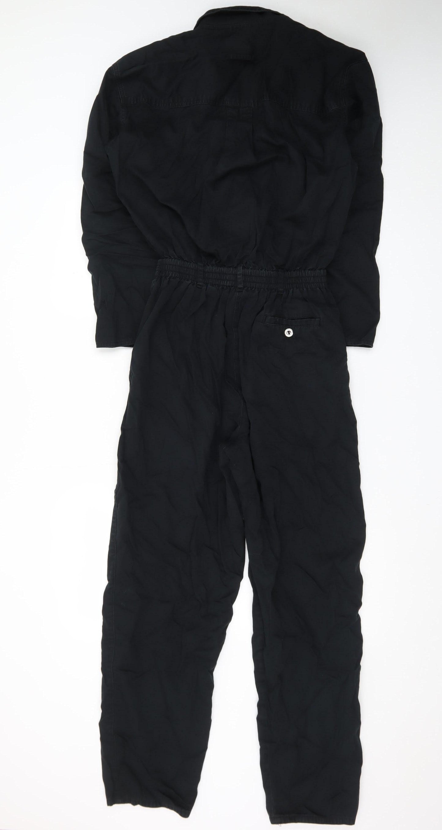 Lizsport Women's Black Cotton Jumpsuit Size S Long Sleeve Zip Waisted