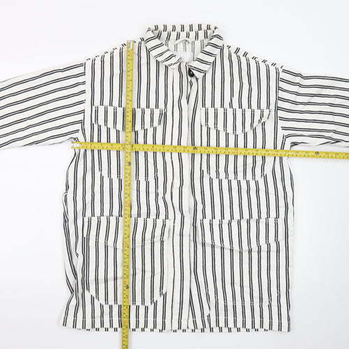 Monki Women's White Black Striped Cotton Suit Jacket XS