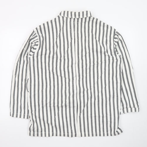 Monki Women's White Black Striped Cotton Suit Jacket XS