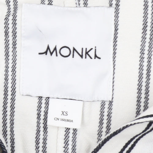 Monki Women's White Black Striped Cotton Suit Jacket XS