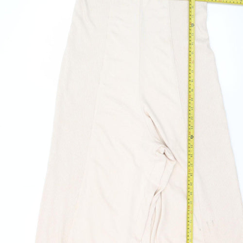 Gilly Hicks Women Beige Ribbed Jumpsuit Small Sleeveless Wide-Leg