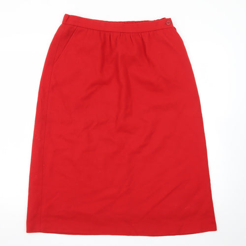 Jack Winter Womens Red Wool Midi Pencil Skirt Size 14