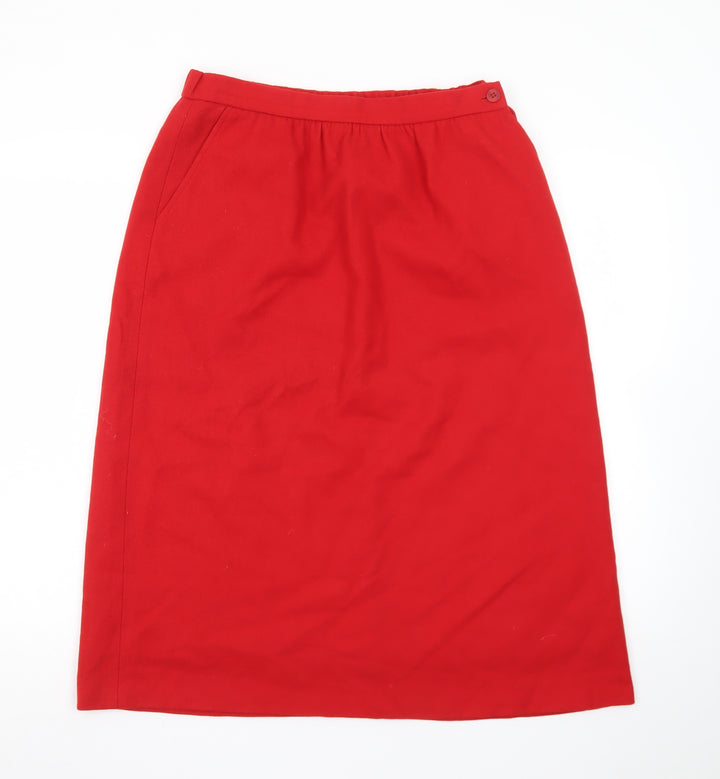 Jack Winter Womens Red Wool Midi Pencil Skirt Size 14