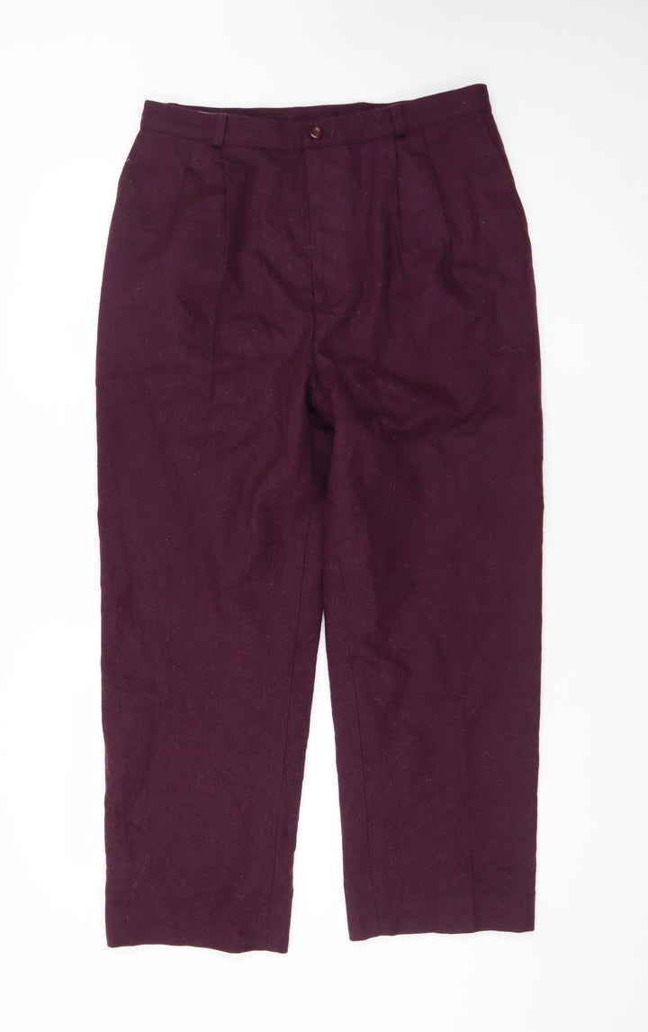 Farah Vintage Women’s Purple Wool Blend High Rise Pleated Trousers Size 16