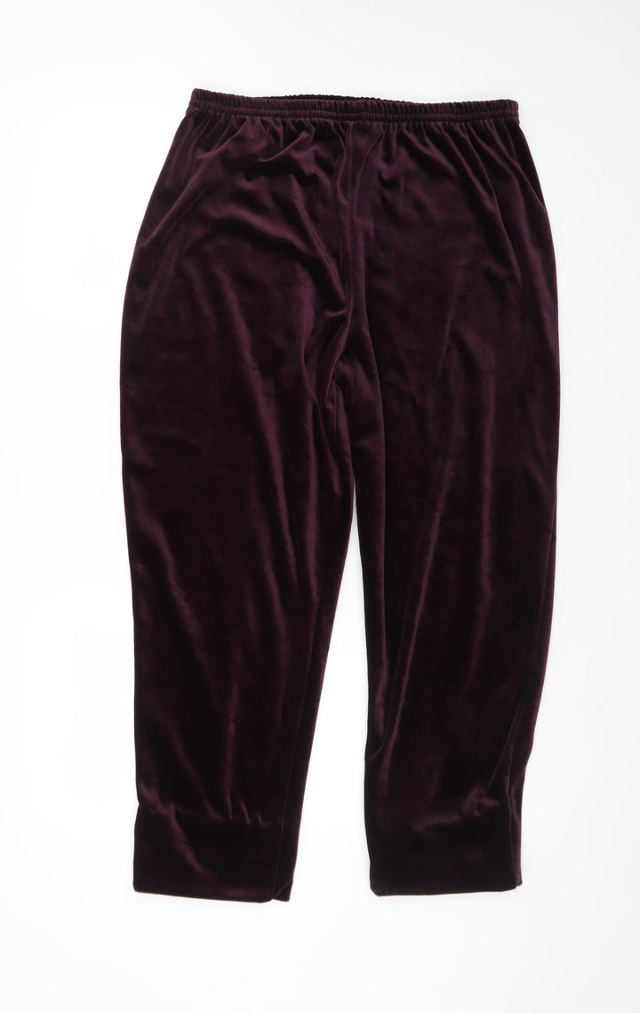 Carroll Reed Collections Women’s Burgundy Velour Elastic Waist Trousers Size L