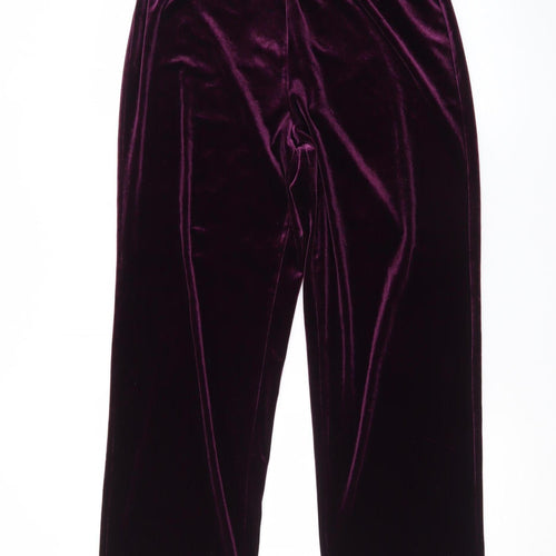Tanjay Petites Women's Purple Velvet Straight Trousers Size S
