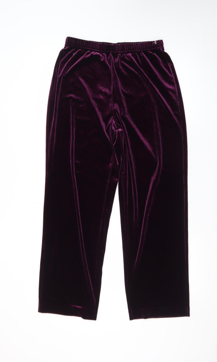 Tanjay Petites Women's Purple Velvet Straight Trousers Size S