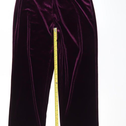 Tanjay Petites Women's Purple Velvet Straight Trousers Size S