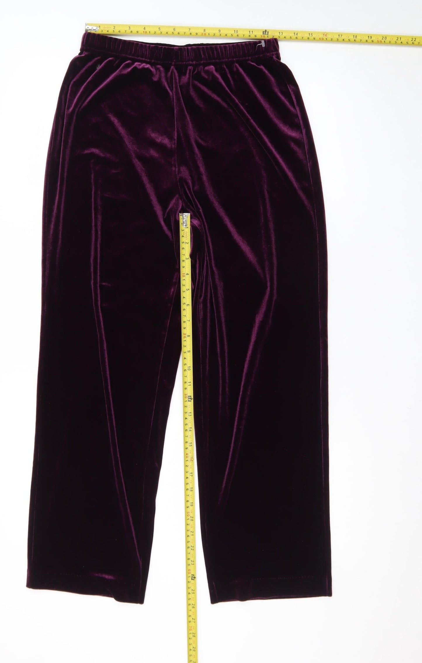 Tanjay Petites Women's Purple Velvet Straight Trousers Size S