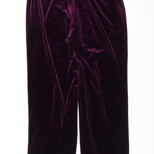 Tanjay Petites Women's Purple Velvet Straight Trousers Size S