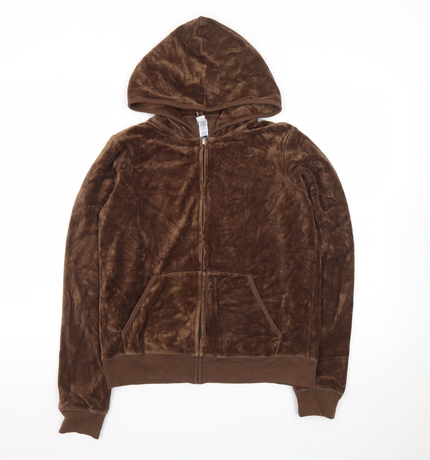 Bella Women Brown Velour Full Zip Hoodie Medium Casual