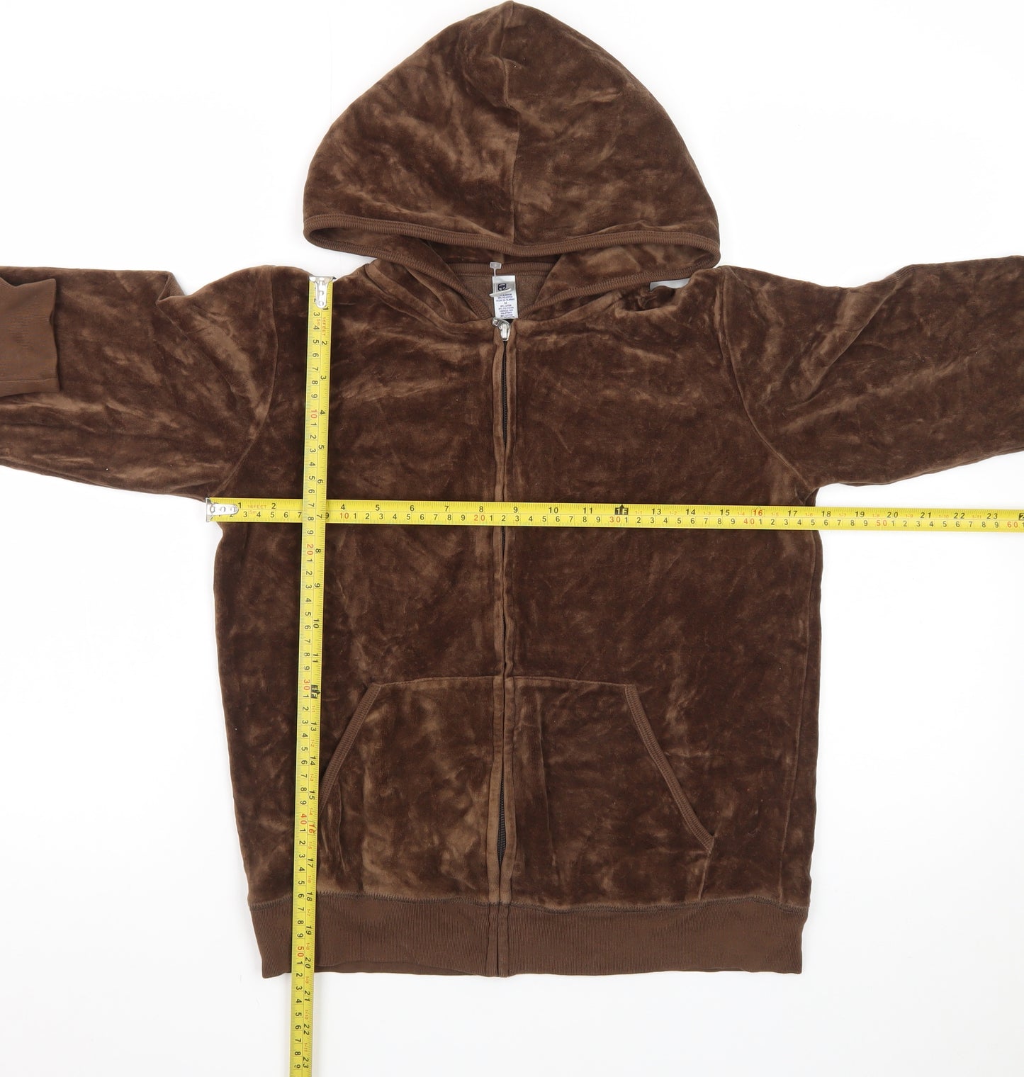 Bella Women Brown Velour Full Zip Hoodie Medium Casual
