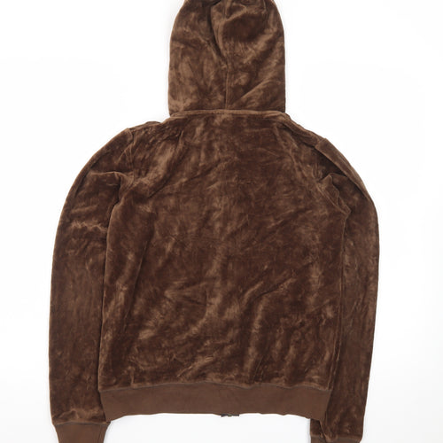 Bella Women Brown Velour Full Zip Hoodie Medium Casual