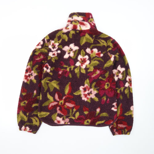Threadbare Women's Burgundy Floral 1/4 Zip Fleece Sweatshirt Size 8