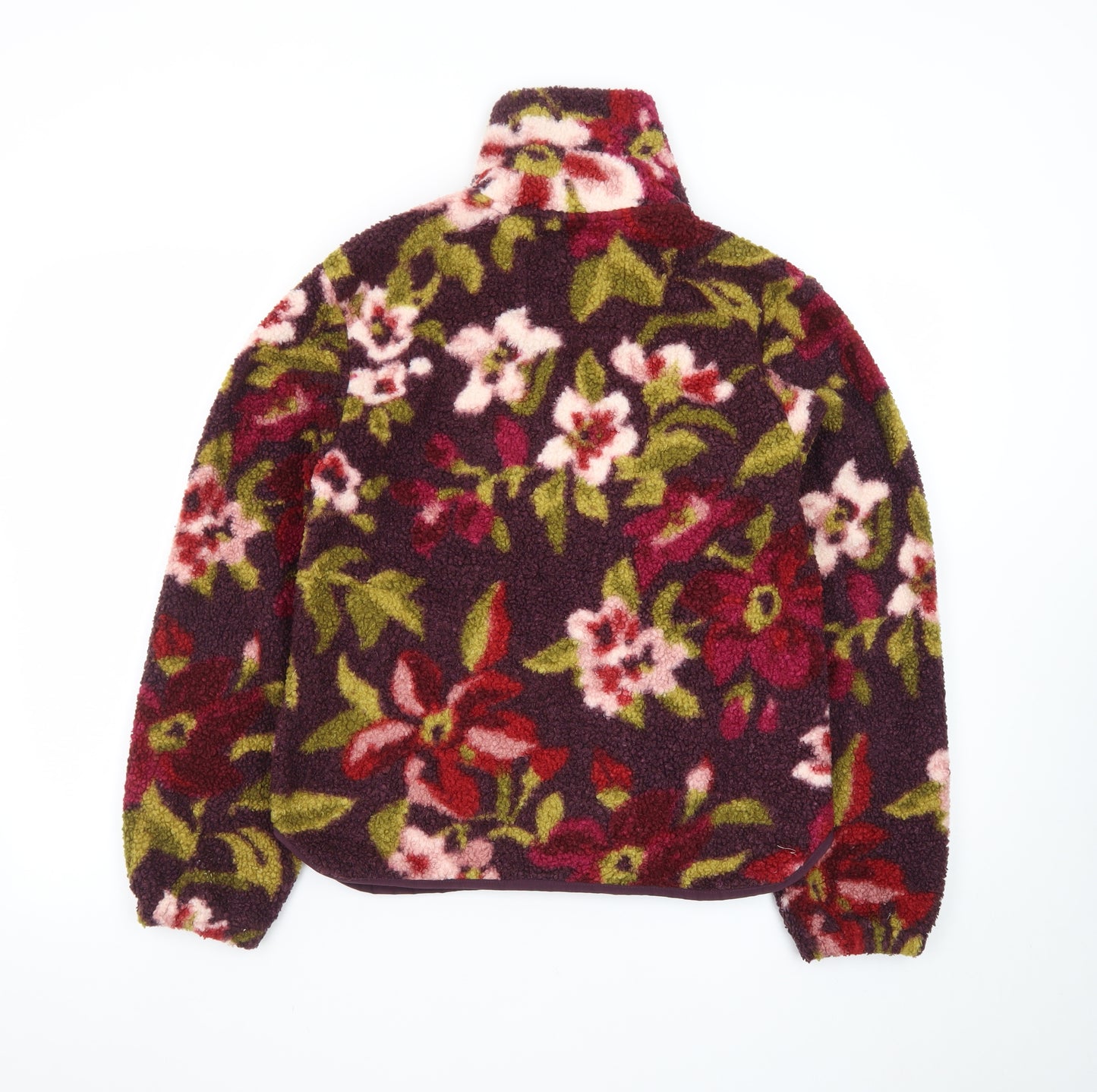 Threadbare Women's Burgundy Floral 1/4 Zip Fleece Sweatshirt Size 8