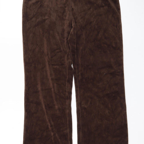 Charter Club Women’s Brown Velour Straight Leg Trousers Size S