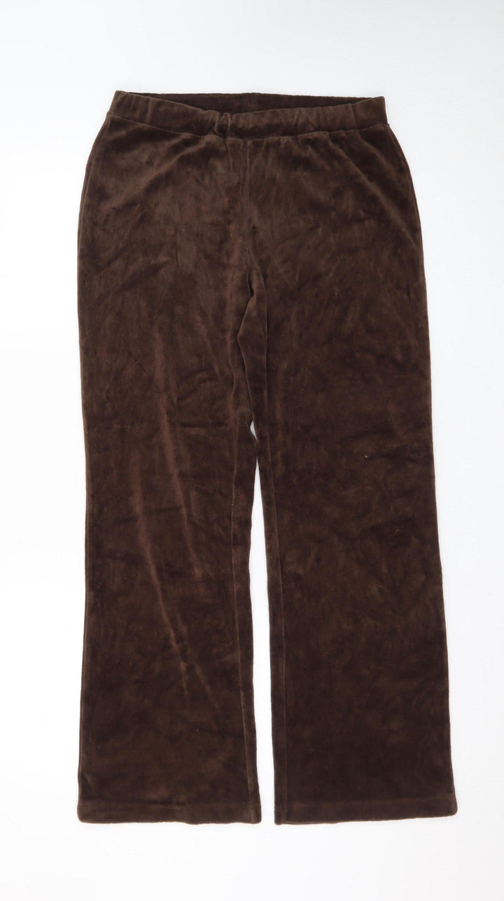 Charter Club Women’s Brown Velour Straight Leg Trousers Size S