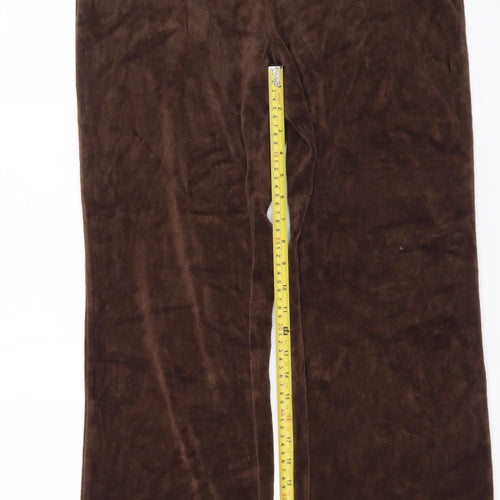 Charter Club Women’s Brown Velour Straight Leg Trousers Size S