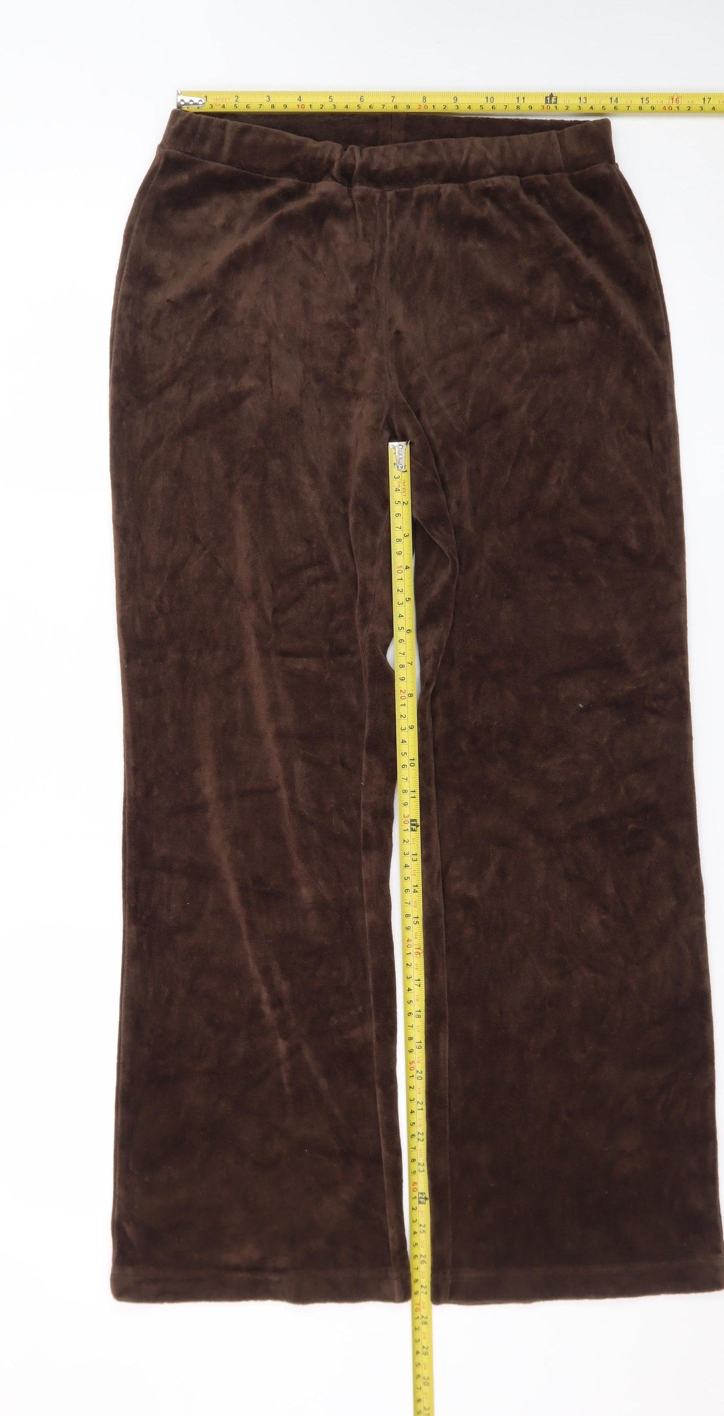 Charter Club Women’s Brown Velour Straight Leg Trousers Size S