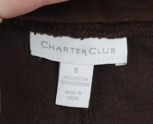 Charter Club Women’s Brown Velour Straight Leg Trousers Size S