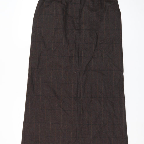 Giorgia Netti Women Brown Checked Wool Pencil Skirt Size 10
