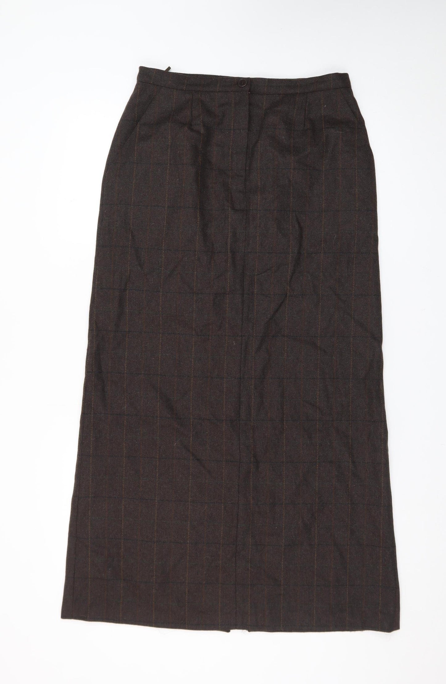 Giorgia Netti Women Brown Checked Wool Pencil Skirt Size 10