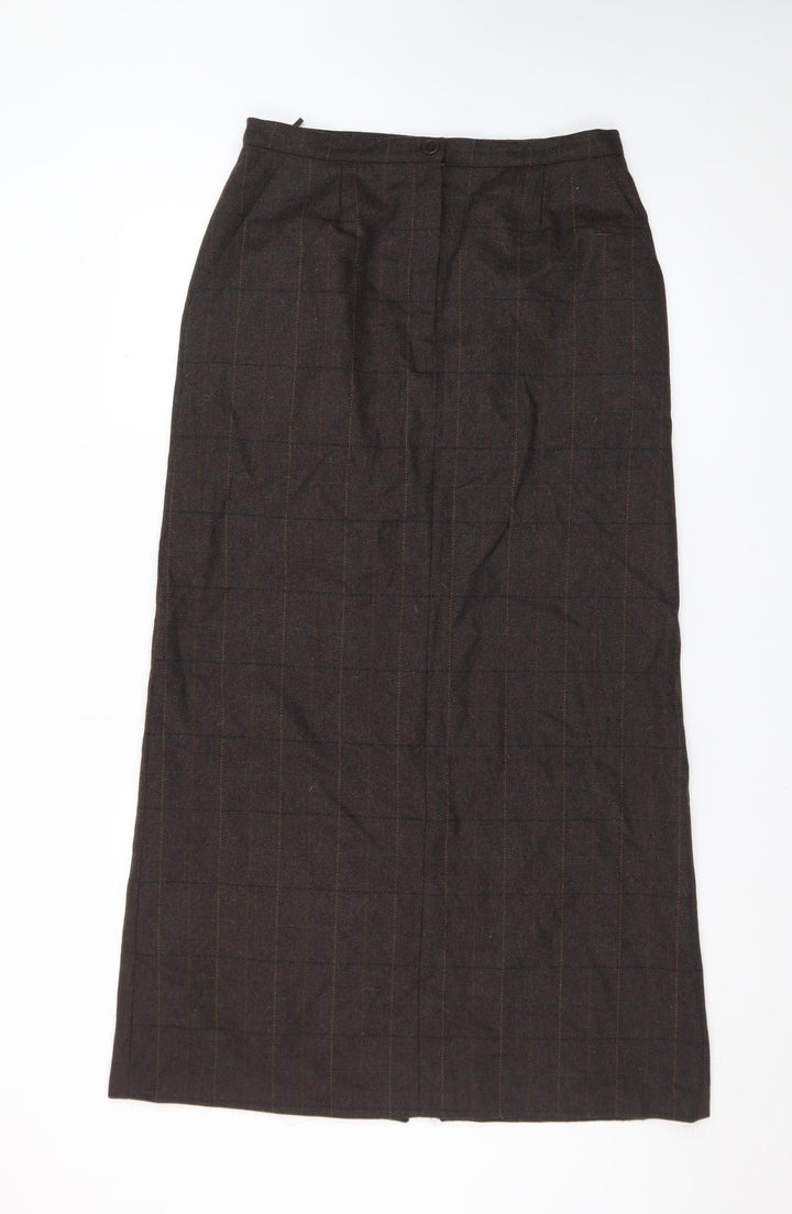 Giorgia Netti Women Brown Checked Wool Pencil Skirt Size 10