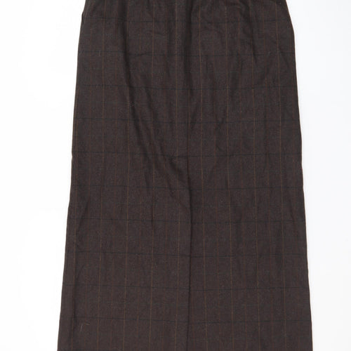 Giorgia Netti Women Brown Checked Wool Pencil Skirt Size 10